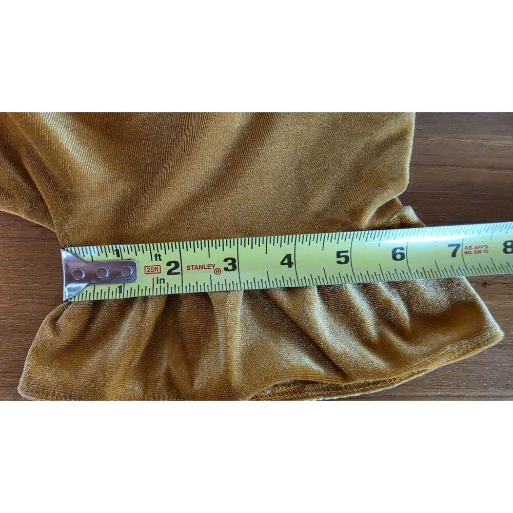 Old Navy Girl's Velvet Ruffled Short Sleeve Yellow Top Size L (10-12)